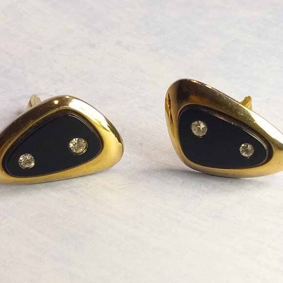 Sarah Coventry MCM Black Onyx Gold Bling Dice Cufflinks - Picture 3 of 10